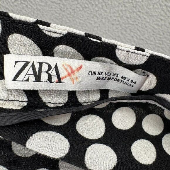 Zara Black White Polka Dot Midi Skirt Size XS | High Waist Flowy Viscose Made in - Picture 11 of 11